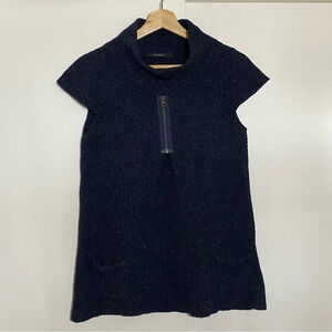 Sita Murt women’s blue merino wool collared knitted silk  polyamide top size 42